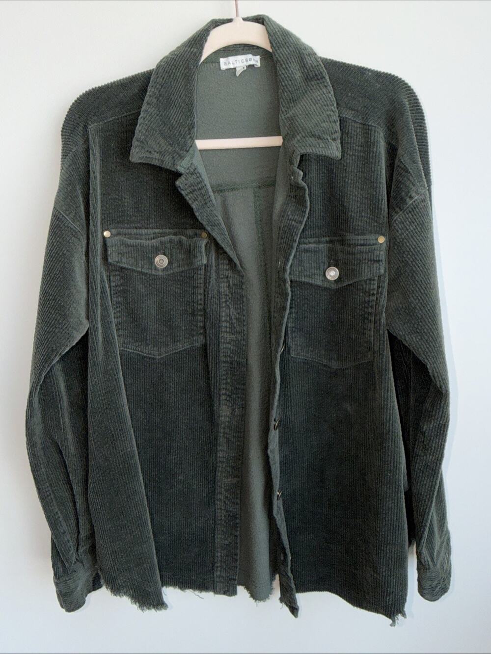 Baltic Born Women’s Corduroy Shacket Large Oatmeal Wide Wale Pockets Casual